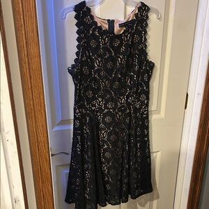 City Studio Black Lace Dress with Pink Lining
